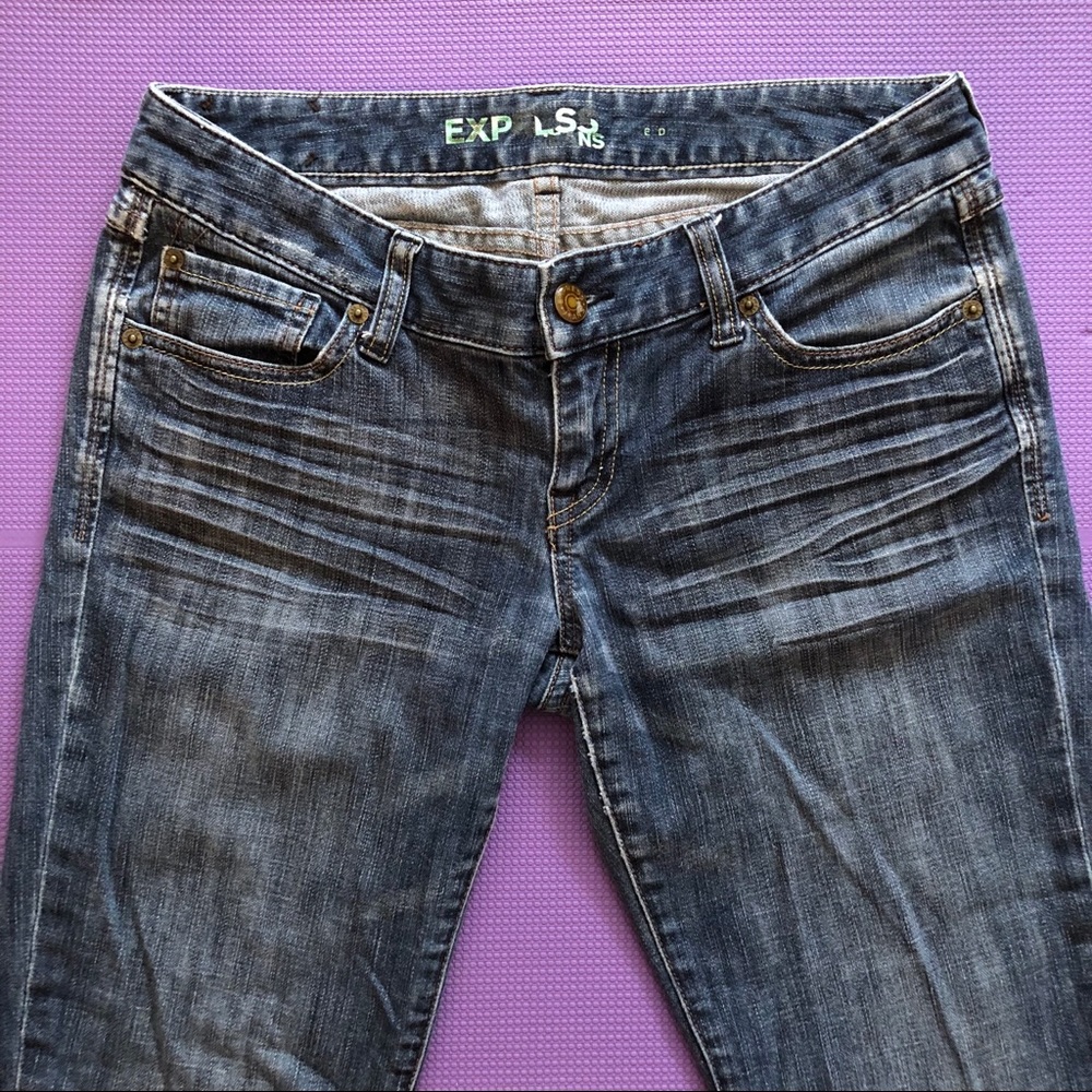 Express Low Waist Straight Leg Jeans Size 8R - Picture 2 of 7